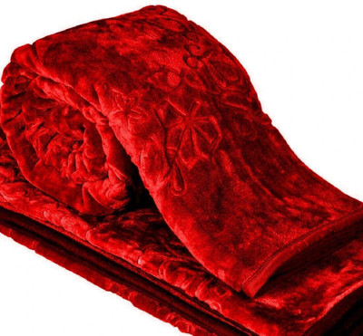 Flipkart SmartBuy Floral Single Mink Blanket for Heavy Winter(Microfiber, Red)