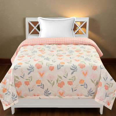 KWALITY DREAMS Printed Single AC Blanket for  AC Room(Poly Cotton, Coral Orange)