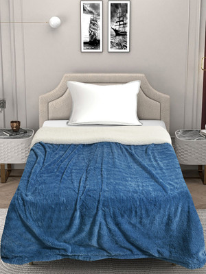 Fabinaliv Solid Single Comforter for  Mild Winter(Woollen Blend, Ice Blue)