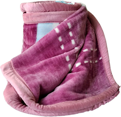 WARMZY Floral Single Sherpa Blanket for  Heavy Winter(Polyester, pink blue)