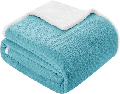 BSB HOME Solid Single Sherpa Blanket for  Heavy Winter(Polyester, Multicolor, White, Blue)