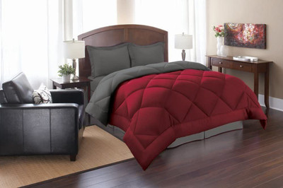 Linenovation Solid Double Comforter for  AC Room(Polyester, Maroon Grey)