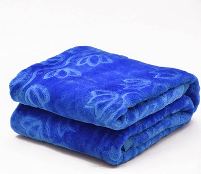 MFI Floral Double Mink Blanket for  Heavy Winter(Polyester, Blue)