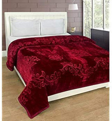 shree karni export Printed Double Mink Blanket for  Heavy Winter(Microfiber, Red)