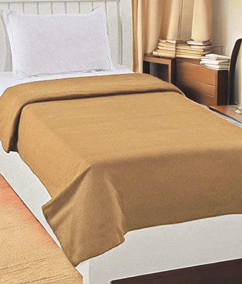 The Home Talk Solid Single Fleece Blanket for  AC Room(Polyester, Beige)
