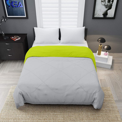 Relaxfeel Solid Single Comforter for  Heavy Winter(Poly Cotton, Green & Grey)