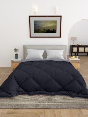 TUNDWAL'S Solid Single Comforter for  Heavy Winter(Microfiber, Black,Light Grey)