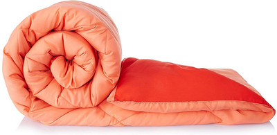 Texcasaa Solid Single Quilt for  Heavy Winter(Polyester, Peach & red)