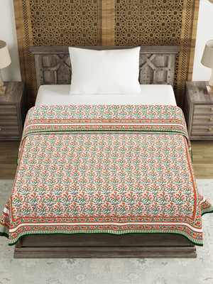 Blocks Of India Printed Single Dohar for  AC Room(Cotton, Red, Green)