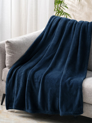 Cloth Fusion Solid Double Fleece Blanket for  Heavy Winter(Microfiber, NAVY)