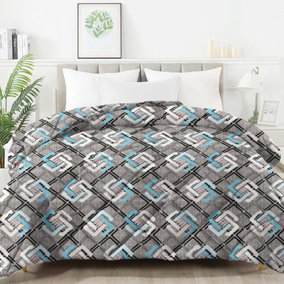 Floating Dreams Printed Single AC Blanket for  AC Room(Microfiber, Grey Blue)