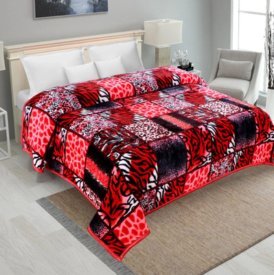 IWS Printed Double Mink Blanket for  AC Room(Woollen Blend, Multicolor)