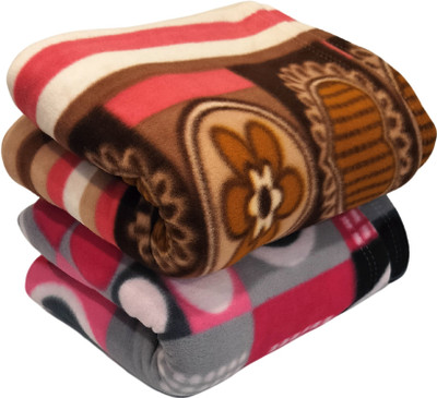 HOMIEE Floral Single Fleece Blanket for  Heavy Winter(Polyester, 2 set type-005)
