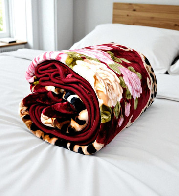 Changers Floral Double Mink Blanket for  Heavy Winter(Polyester, Multicolor)