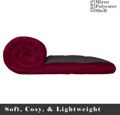 Ridhi Sidhi Solid Double Quilt for  Heavy Winter(Polyester, Maroon &Grey)