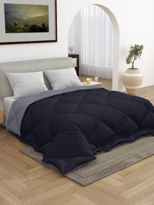TUNDWAL'S Solid Single Comforter for  Heavy Winter(Microfiber, Black,Light Grey)