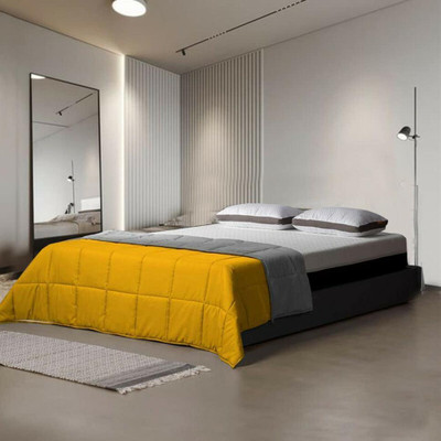 RAASO Solid Single Comforter for  Mild Winter(Polyester, Yellow & Grey)