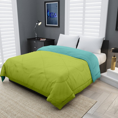 DORISTYLE Solid Single Quilt for  Heavy Winter(Poly Cotton, Parrot Green & Sea Green)