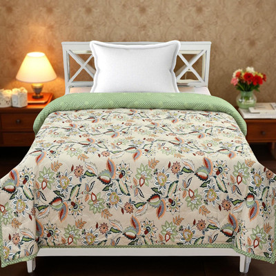 ivaza Solid Single AC Blanket for  AC Room(Cotton, Emraled Green)