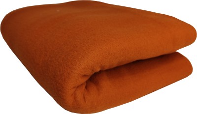 HOMIEE Solid Double Fleece Blanket for  Mild Winter(Polyester, Orange)