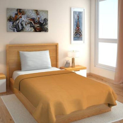 VORDVIGO Solid Single Fleece Blanket for  Mild Winter(Polyester, Beige)