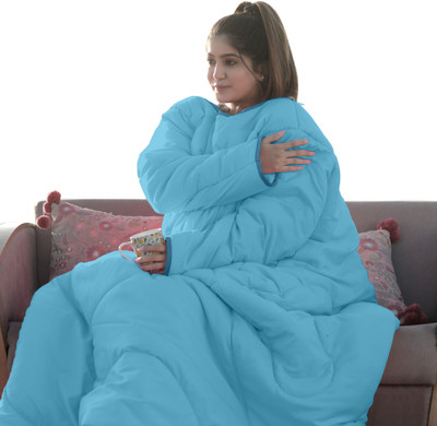 Divine Casa Solid Double Comforter for  Mild Winter(Microfiber, Vivid Sky Blue)