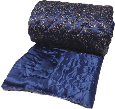 Gnudi Printed Double Quilt for  AC Room(Silk, Blue)