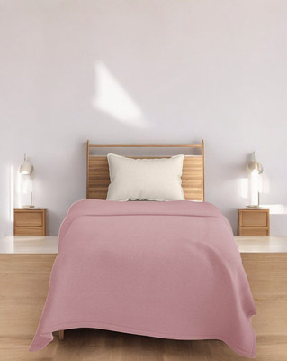 The Home Talk Solid Single Fleece Blanket for  AC Room(Polyester, Pink)