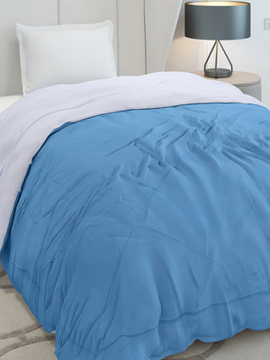 MONTE CARLO Solid Single Comforter for  Mild Winter(Microfiber, Blue / Grey)