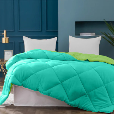 HOMEMONDE Solid Single Comforter for  Heavy Winter(Polyester, Parrot Green & Aqua Green)