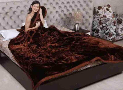 DORISTYLE Self Design Single Mink Blanket for  Heavy Winter(Microfiber, Brown)