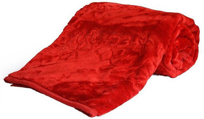 Oshano Solid Double Mink Blanket for  Heavy Winter(Microfiber, Red)