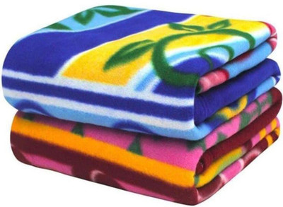 Home Sazawat Printed Single Fleece Blanket for  Heavy Winter(Polyester, Blue)