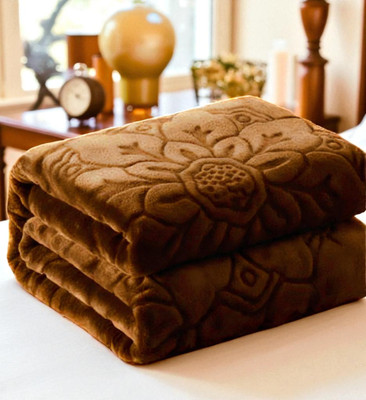 Changers Solid Double Mink Blanket for  Mild Winter(Microfiber, Brown)
