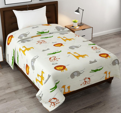 Freshfromloom Printed Single AC Blanket for  AC Room(Microfiber, Cream Animal)