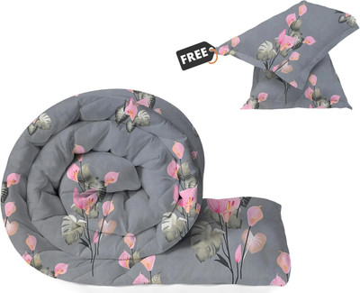 VAS COLLECTIONS Floral Double AC Blanket for  Heavy Winter(Cotton, Grey)