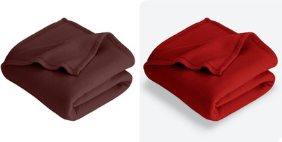 Home Sazawat Solid Single Fleece Blanket for  Heavy Winter(Polyester, Maroon, Brown)