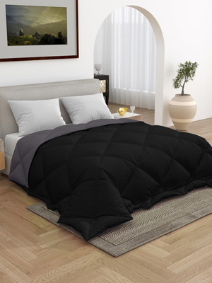 TUNDWAL'S Solid Double Comforter for  Heavy Winter(Microfiber, Black,Grey)