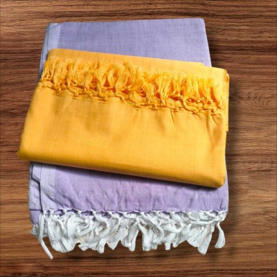 RJ BHASKAR Solid Double Top Sheet for  AC Room(Silk, Yellow, Purple)