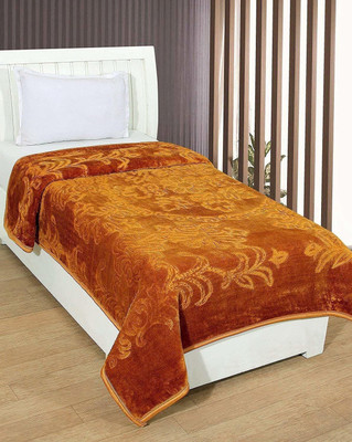 Swikon star Floral Single Mink Blanket for  Heavy Winter(Microfiber, Golden)