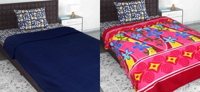n g products Solid, Printed Single Fleece Blanket for  Mild Winter(Polyester, Blue, Multicolor)