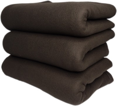 HOMIEE Solid Double Fleece Blanket for  Mild Winter(Polyester, Brown)