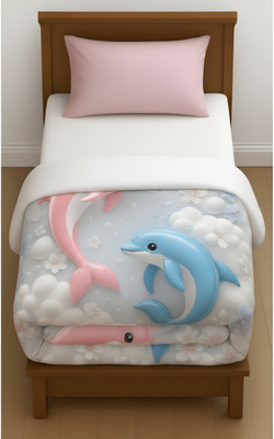 OPULENCE LOOM Printed Single Comforter for  Mild Winter(Poly Cotton, Blue, Pink)