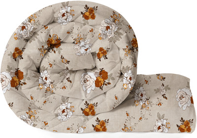 VAS COLLECTIONS Printed Single Comforter for  Heavy Winter(Microfiber, Cream Beige)