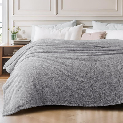 Homerica Solid Double Mink Blanket for  Heavy Winter(Microfiber, Grey)