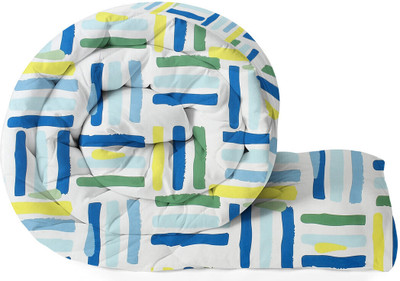 BSB HOME Abstract Double Comforter for  Heavy Winter(Microfiber, White, Blue, Yellow)