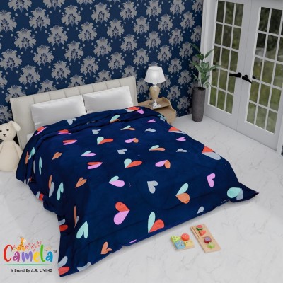 Camela Solid Double AC Blanket for  AC Room(Cotton, Blue (Heart Print))