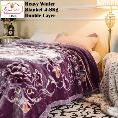 Signature Floral Double Mink Blanket for  Heavy Winter(Fur, Heavy Winter Blanket65)