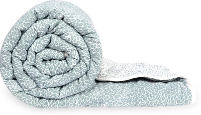 Divine Casa Printed Single Comforter for  Mild Winter(Microfiber, Slat Grey and White)