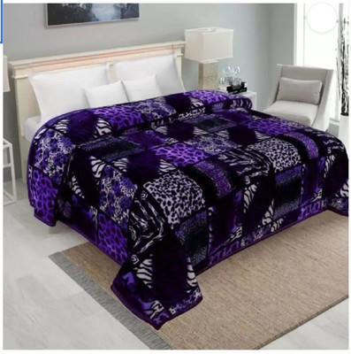 Barbarikk Printed Double Mink Blanket for  Heavy Winter(Microfiber, Purple)